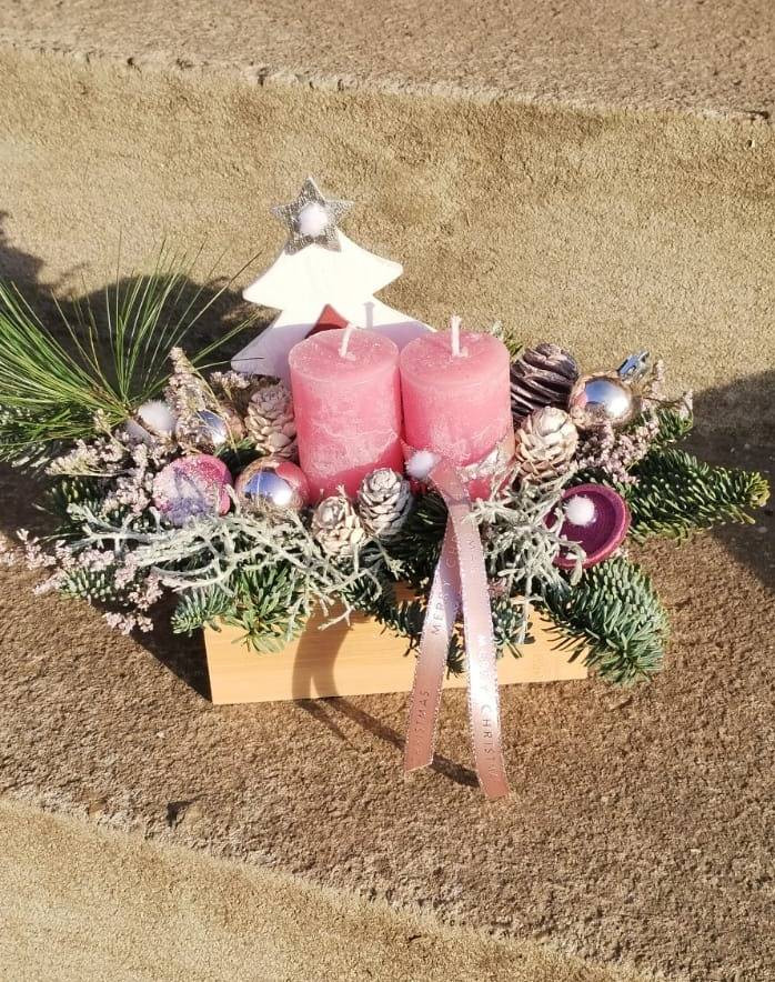 Aranjament cu Brad Natural și Flori Uscate